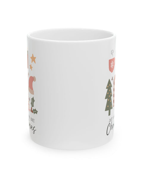 Christmas Coffee Mug — Cute Santa & Trees Holiday Ceramic Mug (11oz, 15oz)