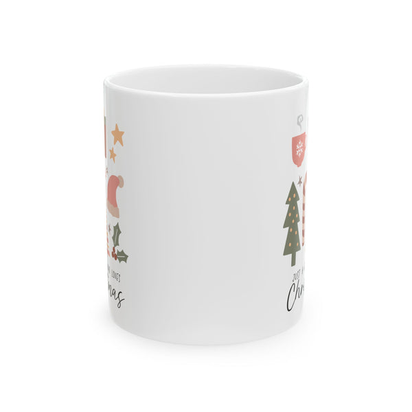 Christmas Coffee Mug — Cute Santa & Trees Holiday Ceramic Mug (11oz, 15oz)