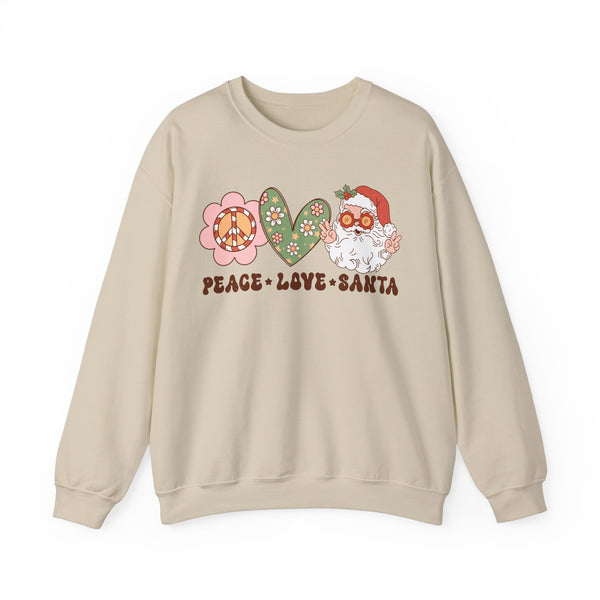 Peace Love Santa Crewneck Sweatshirt - Whimsical Santa Christmas Sweater - Holiday Spirit