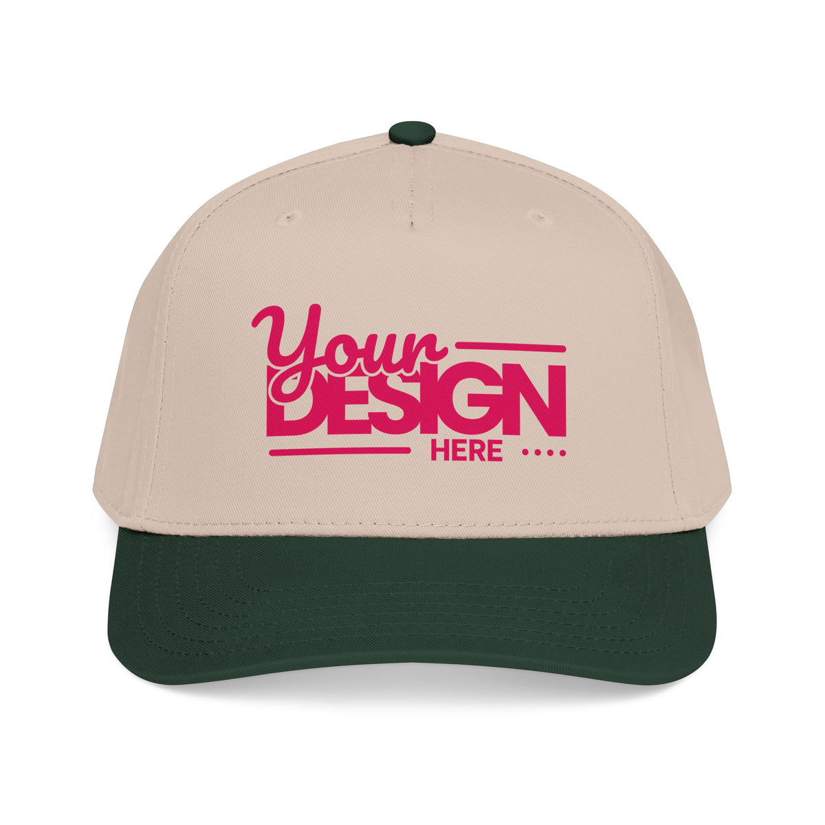 Custom Structured Baseball Cap – Personalized 5-Panel Snapback with Embroidered or Printed Design, Mid-Profile Custom Logo Ha