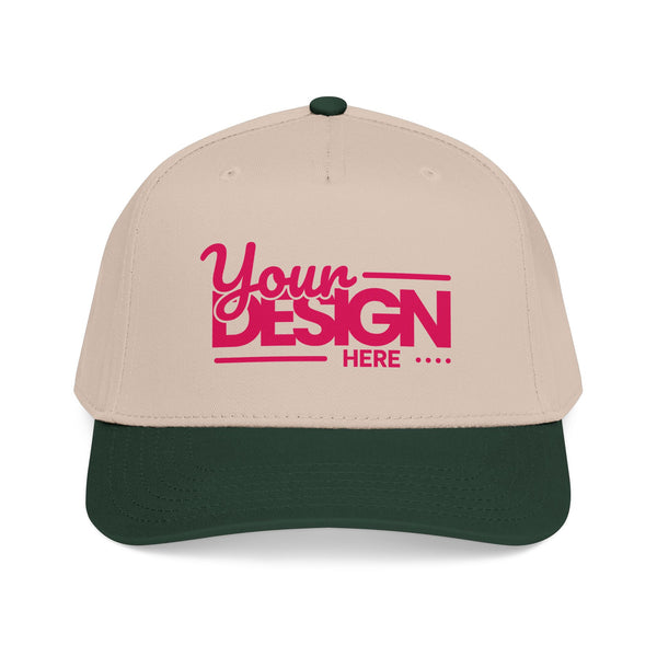 Custom Structured Baseball Cap – Personalized 5-Panel Snapback with Embroidered or Printed Design, Mid-Profile Custom Logo Ha