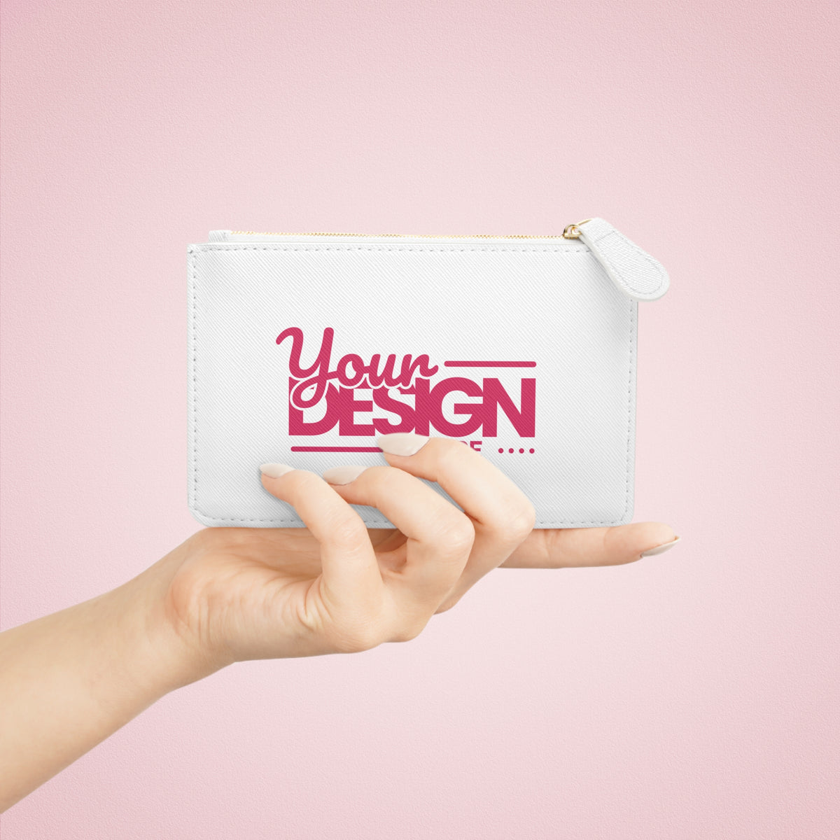 Mini Clutch Bag – Custom ‘Your Design Here’ Logo Wristlet, Personalized Small Pouch for Events, Gifts & Everyday Use
