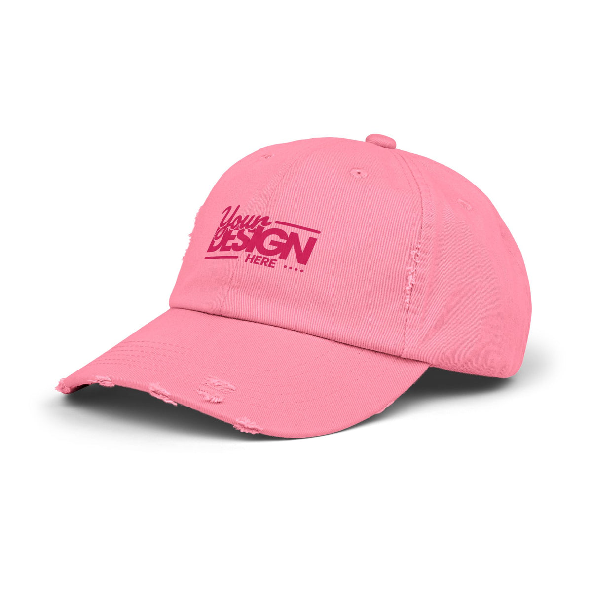 Distressed Dad Hat – Retro Pink ‘Your Design Here’ Custom Printed Cap, Personalized Vintage Baseball Hat for Men & Women