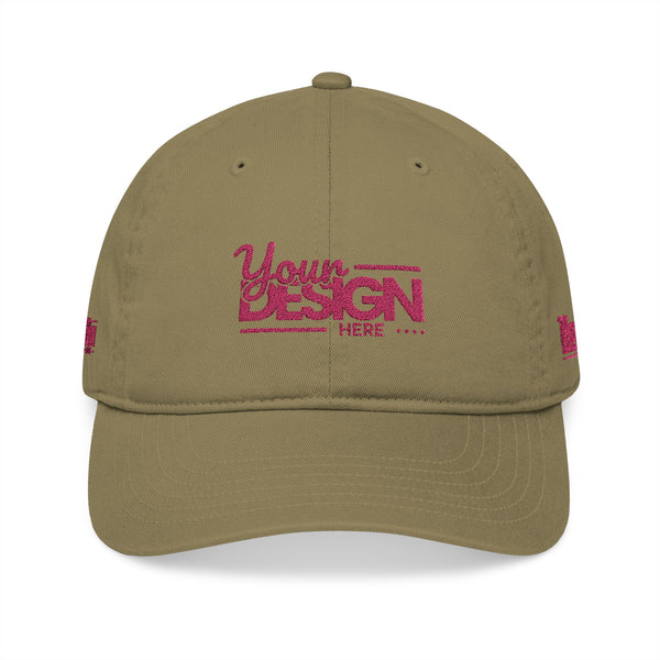 Organic Embroidered Baseball Cap – Custom ‘Your Design’ Logo Hat, Personalized Sustainable Dad Cap for Men & Women