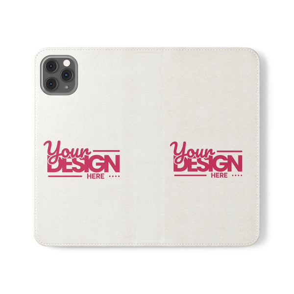 Customizable Flip Phone Wallet Case – ‘Your Design Here’ Folio Cover with Card Holder, Personalized Phone Case for iPhone