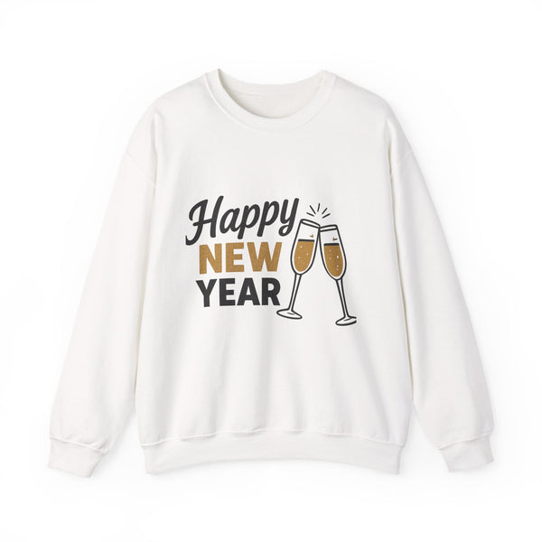 Happy New Year Crewneck Sweatshirt — Champagne Toast Holiday Pullover