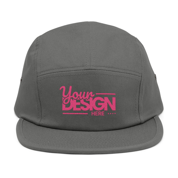 Custom Five-Panel Hat – Personalized Embroidered Cotton Cap, Low-Profile Streetwear Strapback with Front & Back Logo Design