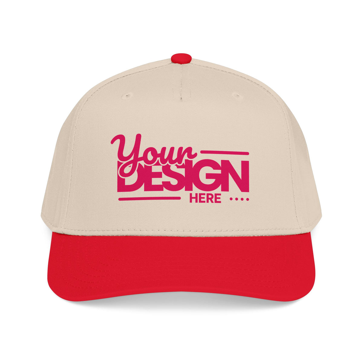 Custom Structured Baseball Cap – Personalized 5-Panel Snapback with Embroidered or Printed Design, Mid-Profile Custom Logo Ha
