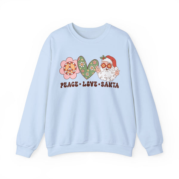 Peace Love Santa Crewneck Sweatshirt - Whimsical Santa Christmas Sweater - Holiday Spirit