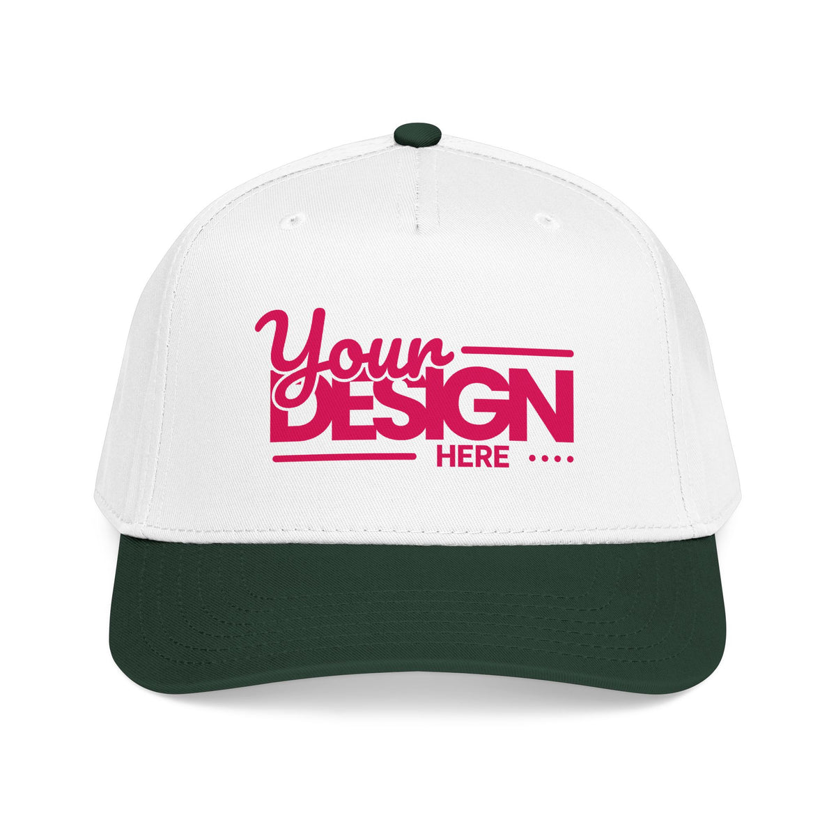 Custom Structured Baseball Cap – Personalized 5-Panel Snapback with Embroidered or Printed Design, Mid-Profile Custom Logo Ha