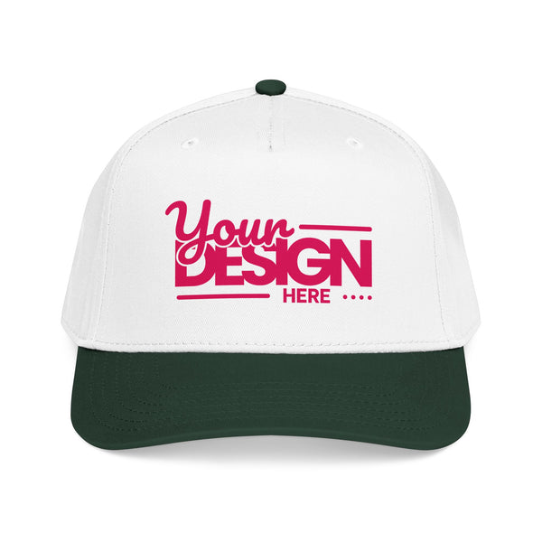 Custom Structured Baseball Cap – Personalized 5-Panel Snapback with Embroidered or Printed Design, Mid-Profile Custom Logo Ha