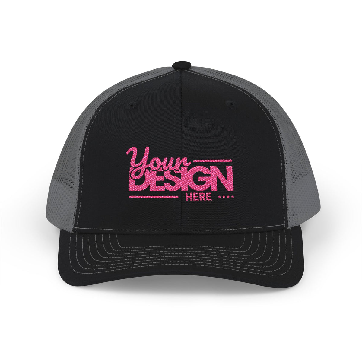 Embroidered Trucker Cap – Custom ‘Your Design Here’ Snapback, Personalized Mesh Baseball Hat for Men & Women