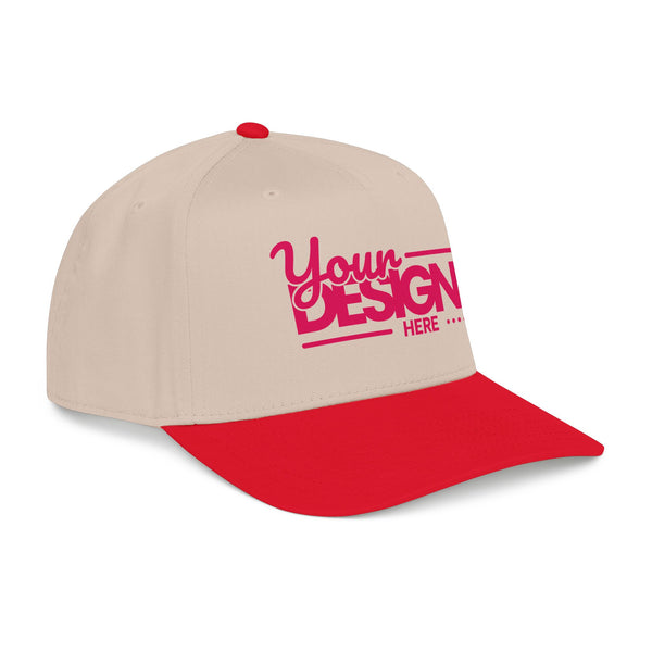 Custom Structured Baseball Cap – Personalized 5-Panel Snapback with Embroidered or Printed Design, Mid-Profile Custom Logo Ha