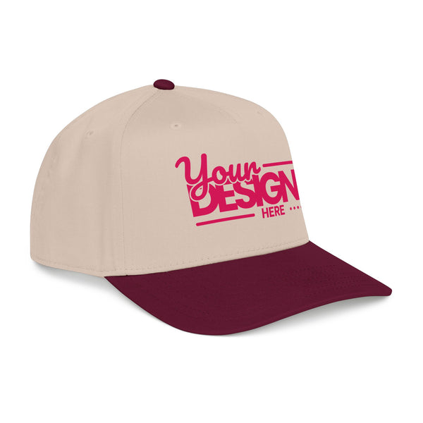 Custom Structured Baseball Cap – Personalized 5-Panel Snapback with Embroidered or Printed Design, Mid-Profile Custom Logo Ha