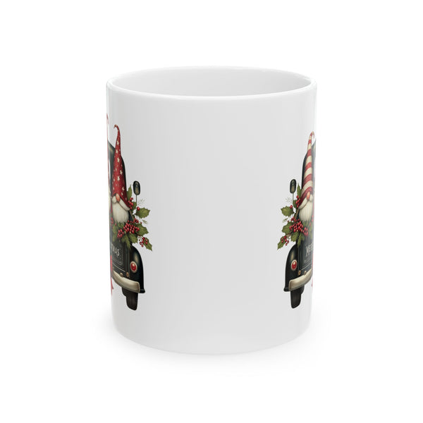 Christmas Gnome Truck Ceramic Mug — Festive Holiday Coffee Cup (11oz, 15oz)