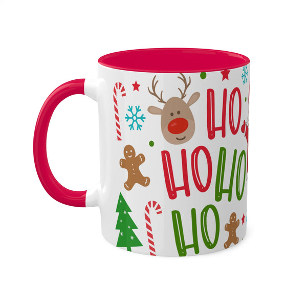 Ho Ho Ho Christmas Mug - Festive Santa and Reindeer Holiday Coffee Cup, Perfect Christmas Gift