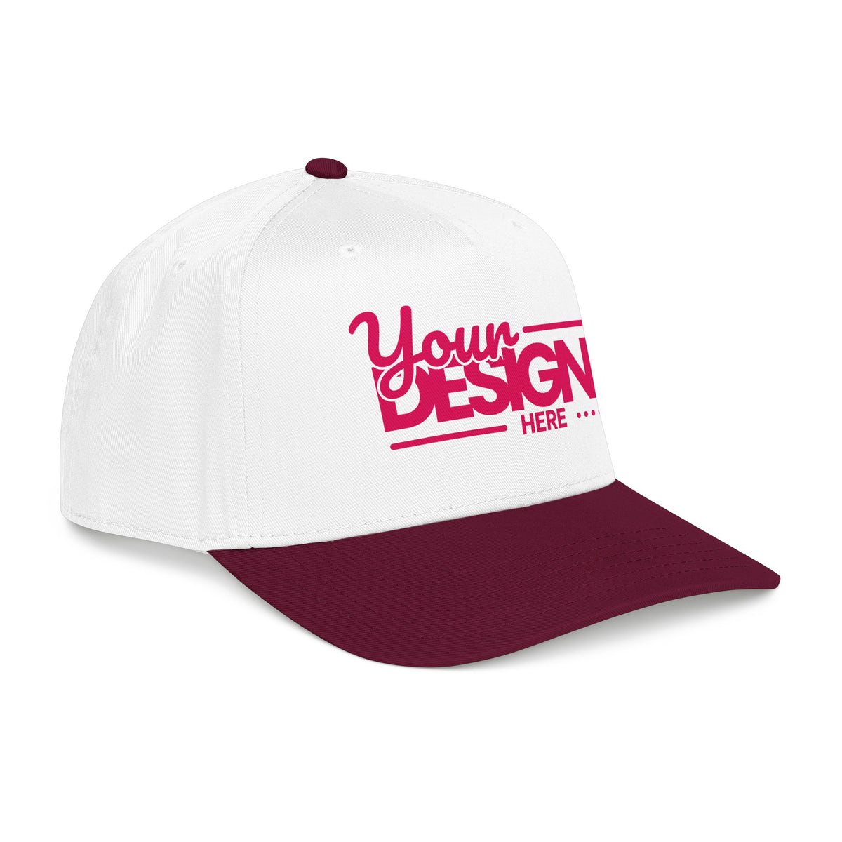 Custom Structured Baseball Cap – Personalized 5-Panel Snapback with Embroidered or Printed Design, Mid-Profile Custom Logo Ha