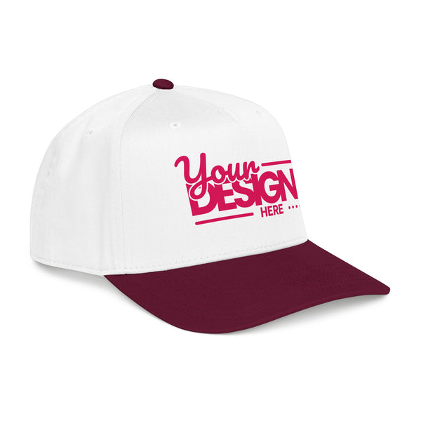 Custom Structured Baseball Cap – Personalized 5-Panel Snapback with Embroidered or Printed Design, Mid-Profile Custom Logo Ha