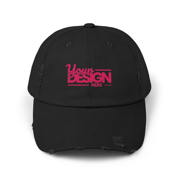 Distressed Dad Hat – Retro Pink ‘Your Design Here’ Custom Printed Cap, Personalized Vintage Baseball Hat for Men & Women