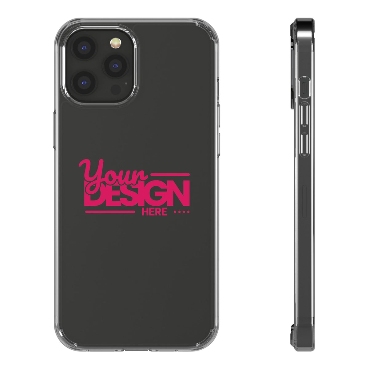 Clear Phone Case – Transparent Protective Cover with Custom Design (‘Your Design Here’), Personalized Case for iPhone