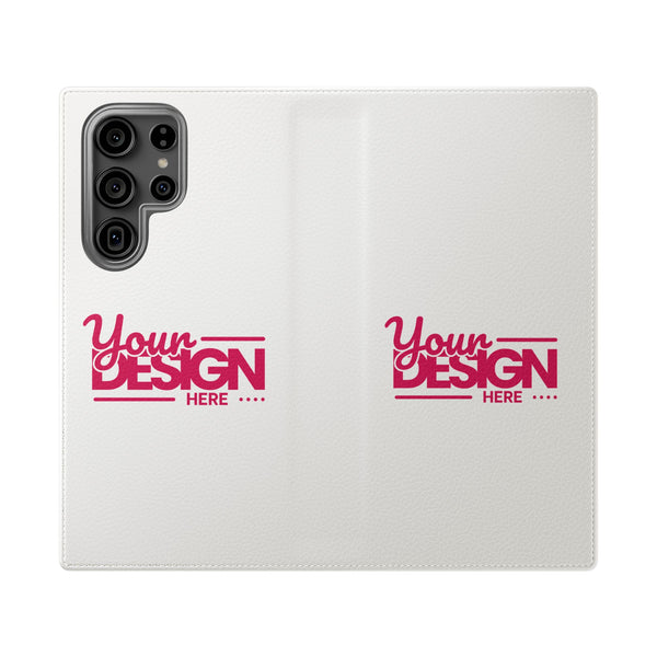 Customizable Flip Phone Wallet Case – ‘Your Design Here’ Folio Cover with Card Holder, Personalized Phone Case for Samsung