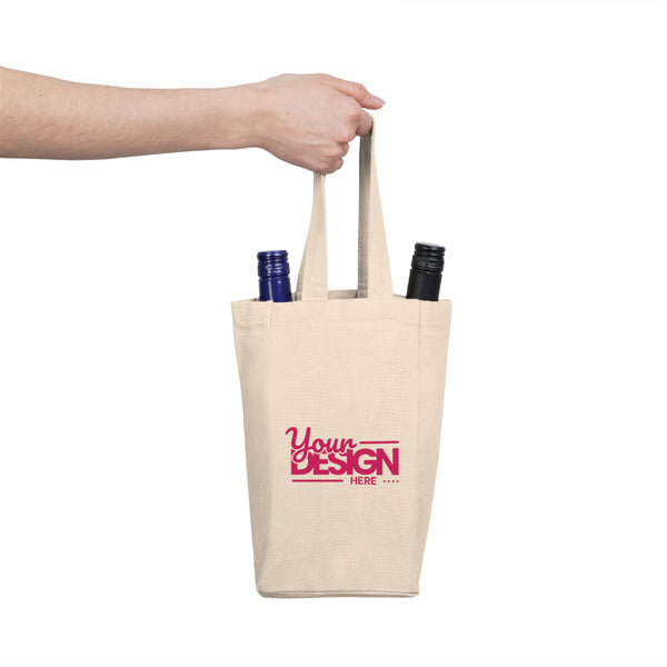 Custom Double Wine Tote Bag – Personalized Two-Bottle Carrier with Your Design, Insulated Reusable Wine Bag for Gifts, Travel & Parties