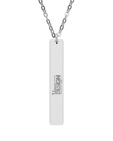 Engravable Vertical Bar Necklace Personalized Sterling Black Stainless Pendant