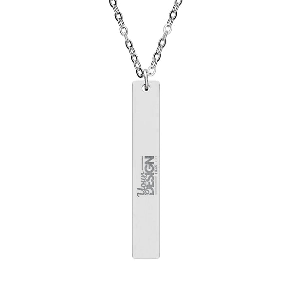 Engravable Vertical Bar Necklace Personalized Sterling Black Stainless Pendant by Printify