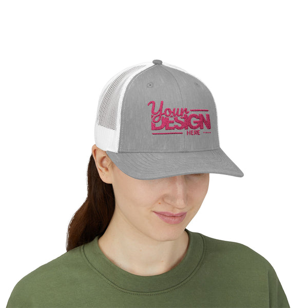 Sparkle Mesh Trucker Cap – Custom ‘Your Design Here’ Embroidered Snapback, Personalized Glitter Hat for Women & Events