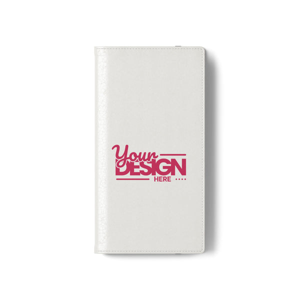 Customizable Flip Phone Wallet Case – ‘Your Design Here’ Folio Cover with Card Holder, Personalized Phone Case for Samsung