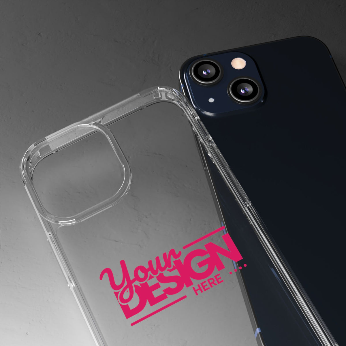 Clear Phone Case – Transparent Protective Cover with Custom Design (‘Your Design Here’), Personalized Case for iPhone