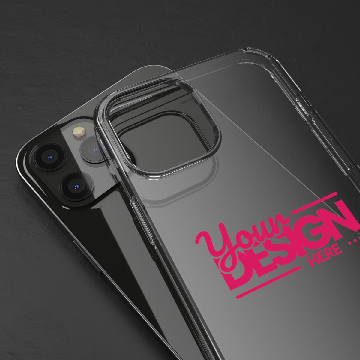 Clear Phone Case – Transparent Protective Cover with Custom Design (‘Your Design Here’), Personalized Case for iPhone