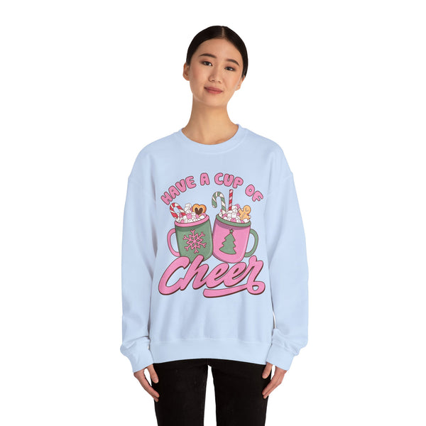 Have a Cup of Cheer Crewneck Sweatshirt - Hot Cocoa & Candy Canes Christmas Sweater - Holiday Fun