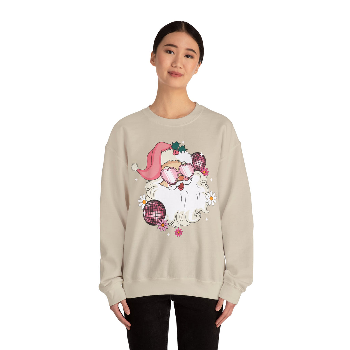 Disco Santa Crewneck Sweatshirt - Fun Holiday Vibes Christmas Sweater - Cute Christmas Apparel