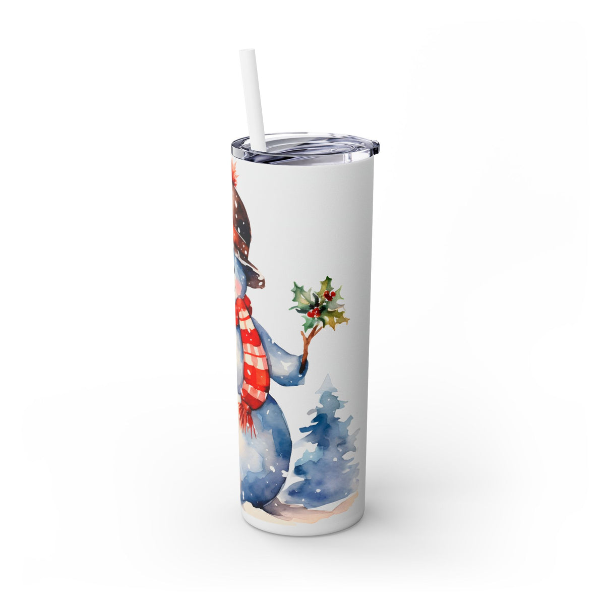 Whimsical Snowman Christmas Tumbler - Snowman Family with Hats and Scarves