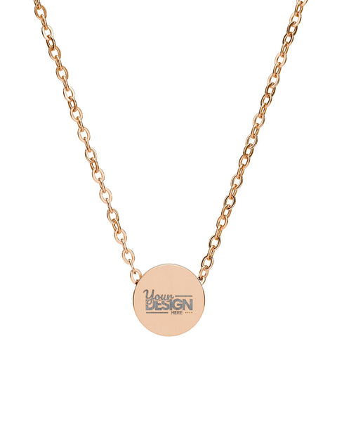 Mini Engraved Circle Necklace Tiny Disc Pendant Gold or Silver