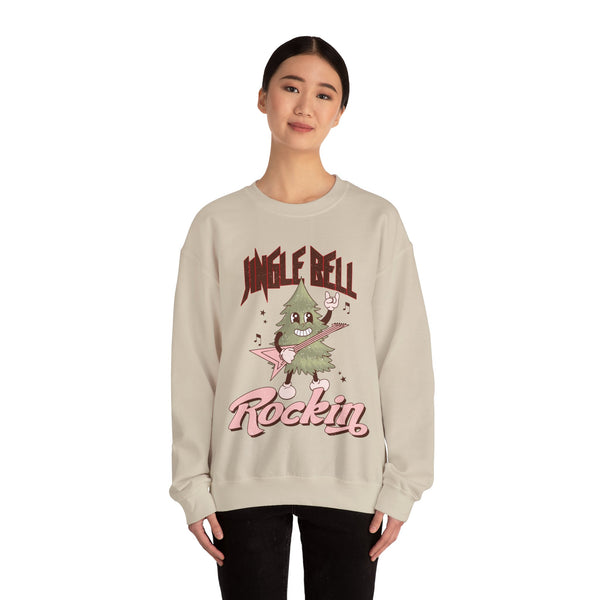 Jingle Bell Rockin' Crewneck Sweatshirt - Rock 'n' Roll Christmas Tree Christmas Sweater - Festive Fun