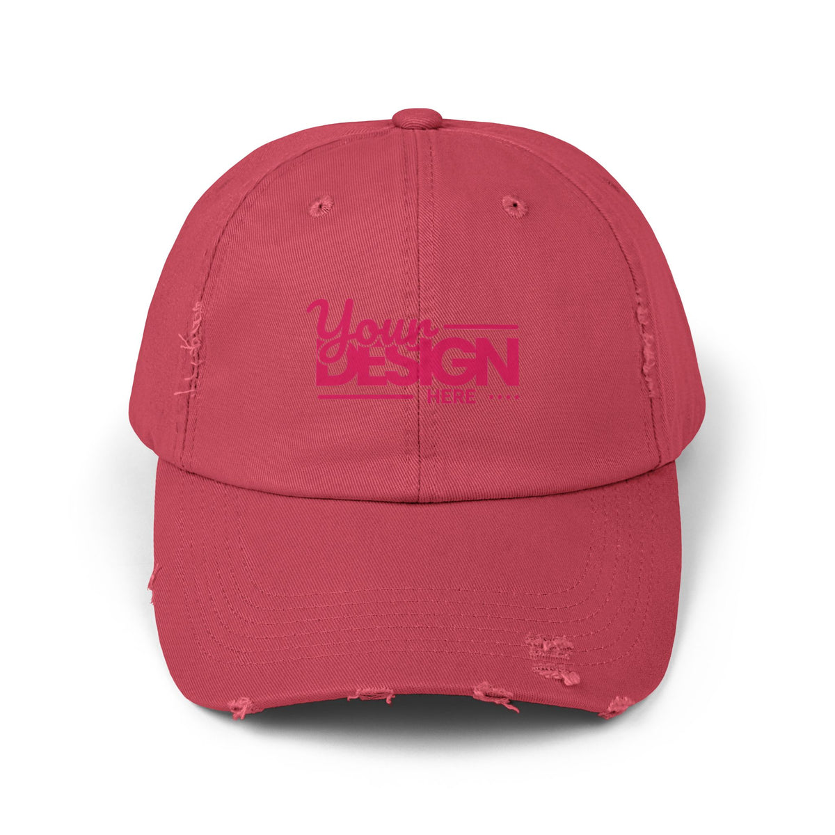 Distressed Dad Hat – Retro Pink ‘Your Design Here’ Custom Printed Cap, Personalized Vintage Baseball Hat for Men & Women