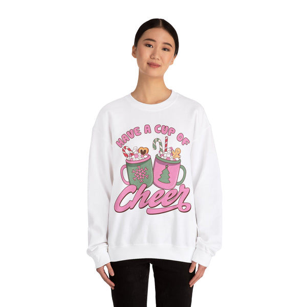 Have a Cup of Cheer Crewneck Sweatshirt - Hot Cocoa & Candy Canes Christmas Sweater - Holiday Fun