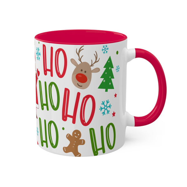 Ho Ho Ho Christmas Mug - Festive Santa and Reindeer Holiday Coffee Cup, Perfect Christmas Gift