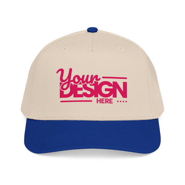 Custom Structured Baseball Cap – Personalized 5-Panel Snapback with Embroidered or Printed Design, Mid-Profile Custom Logo Ha