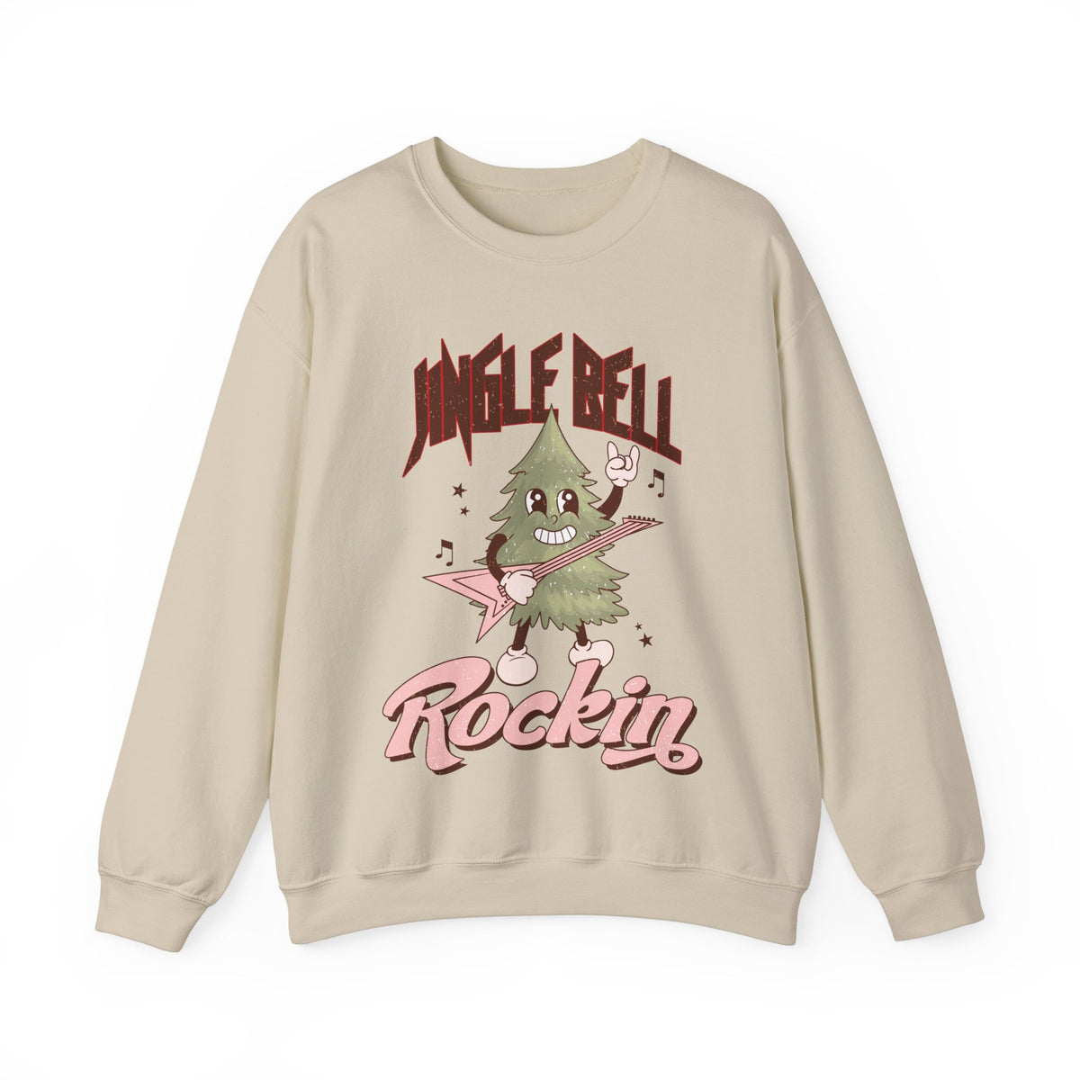 Jingle Bell Rockin' Crewneck Sweatshirt - Rock 'n' Roll Christmas Tree Christmas Sweater - Festive Fun