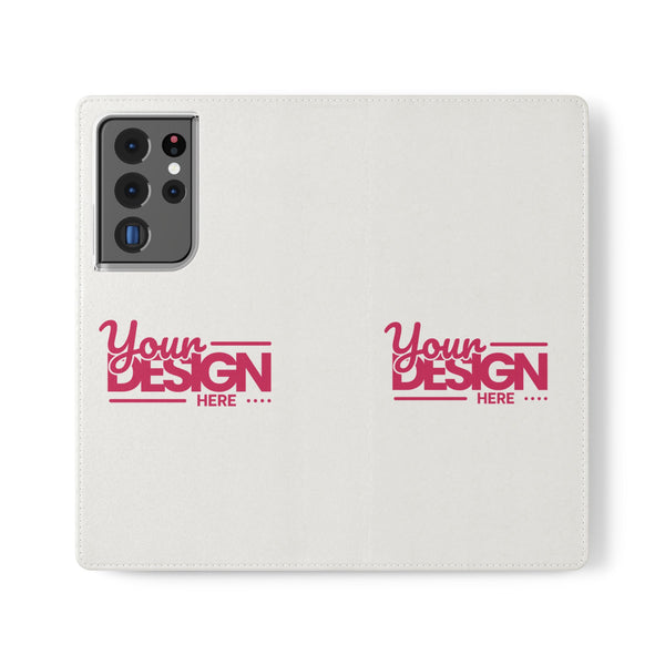 Customizable Flip Phone Wallet Case – ‘Your Design Here’ Folio Cover with Card Holder, Personalized Phone Case for Samsung