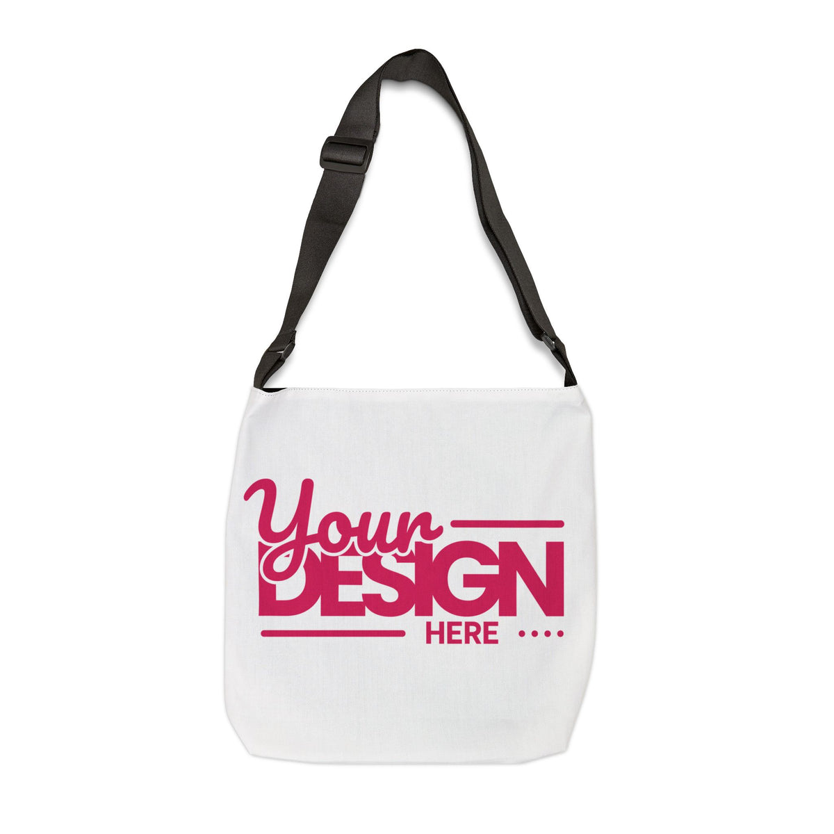 Adjustable Tote Bag – Customizable ‘Your Design Here’ Pink Logo Shoulder Tote, Personalized Reusable Bag for Work, Travel & Everyday Use
