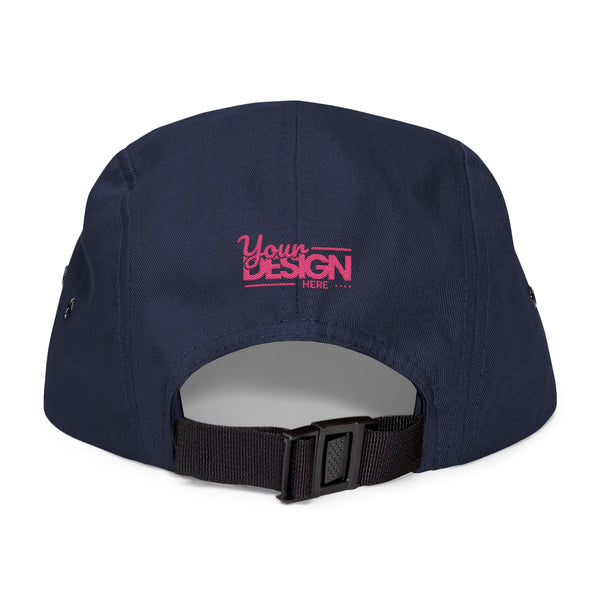 Custom Five-Panel Hat – Personalized Embroidered Cotton Cap, Low-Profile Streetwear Strapback with Front & Back Logo Design