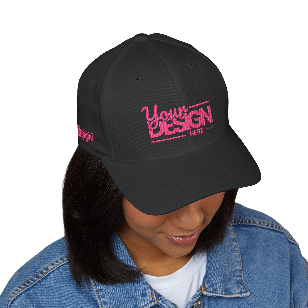 Embroidered ‘Your Design Here’ Structured Cap – Custom Logo Hat, Personalized Blank White Baseball Cap for Men & Women