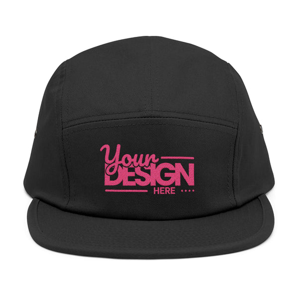 Custom Five-Panel Hat – Personalized Embroidered Cotton Cap, Low-Profile Streetwear Strapback with Front & Back Logo Design