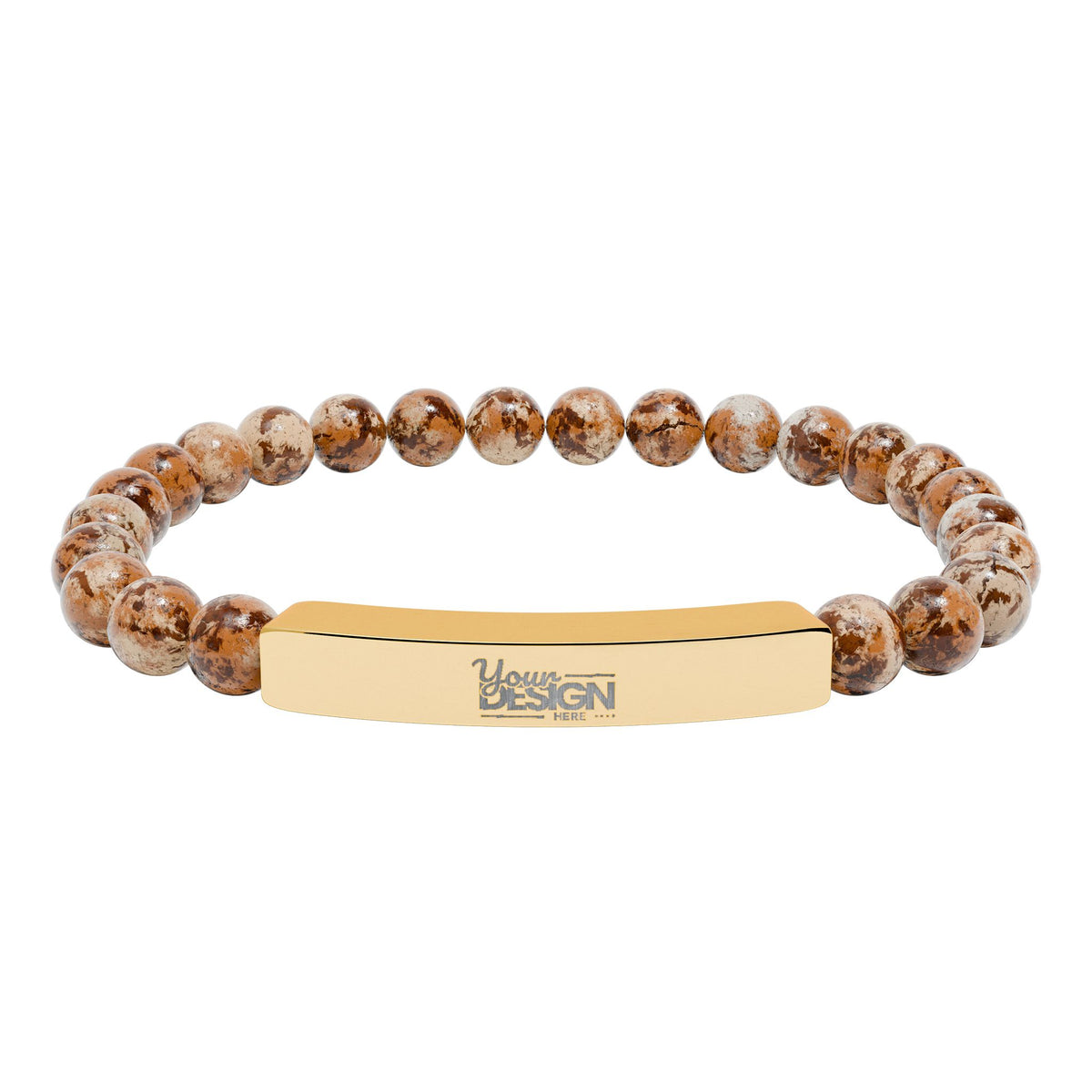 Unisex Engravable Natural Stone Bar Bracelet Stretch Beaded by Printify