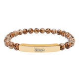Unisex Engravable Natural Stone Bar Bracelet Stretch Beaded by Printify