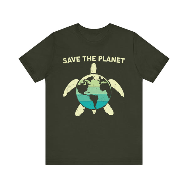 Save the Planet - Eco-Friendly Turtle Graphic Tee, Earth Conservation, Ocean Protection, Marine Life Awareness, Green